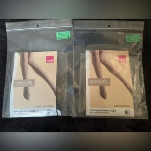 2 pair Compression Socks for Men & Women - Black opened and Tan unopened